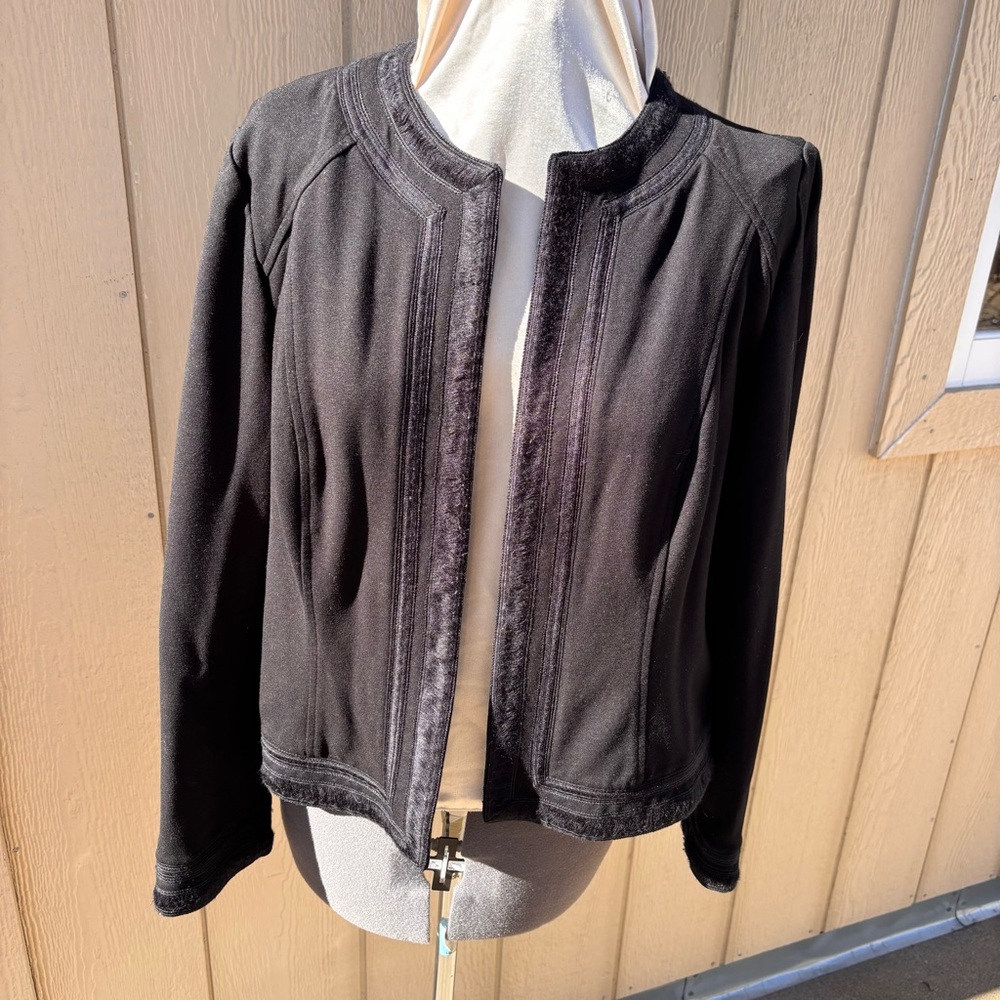 Chico's Black Jacket Elegant Open-Front Design